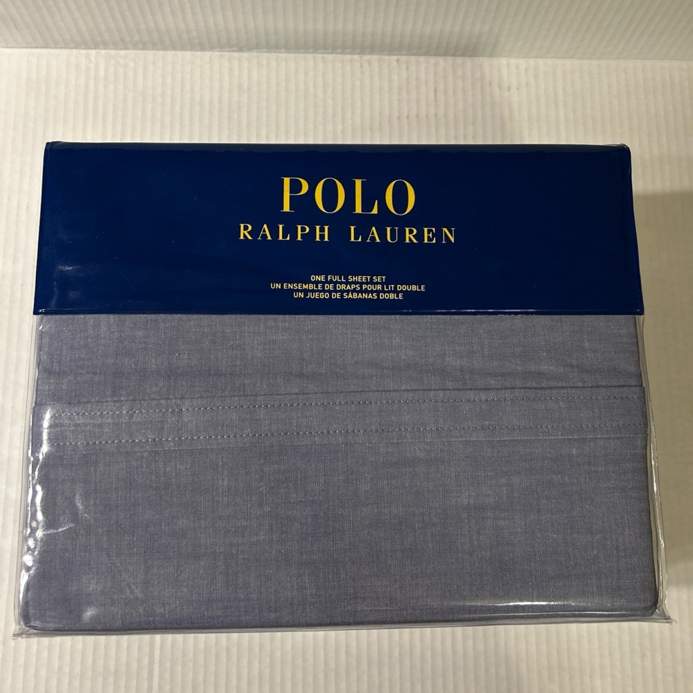 Polo Ralph Lauren Full Sheet Set Chambray Blue 100% Cotton New in Package
